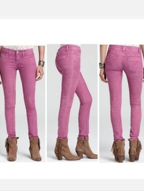 Free People Pink Slim Fit Corduroy Skinny Jeans Pants Size 26